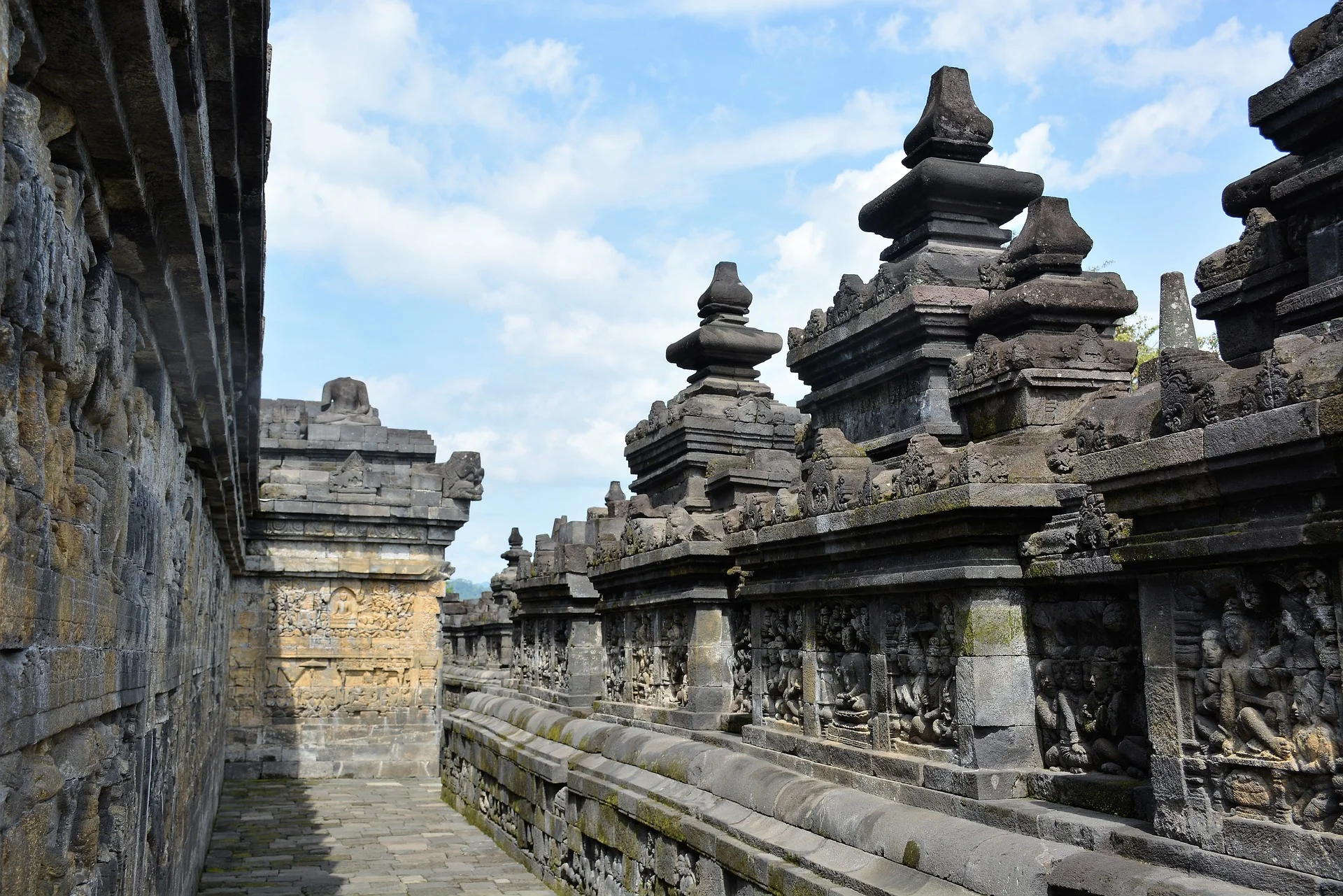 Carvings inside Borobudur Temple