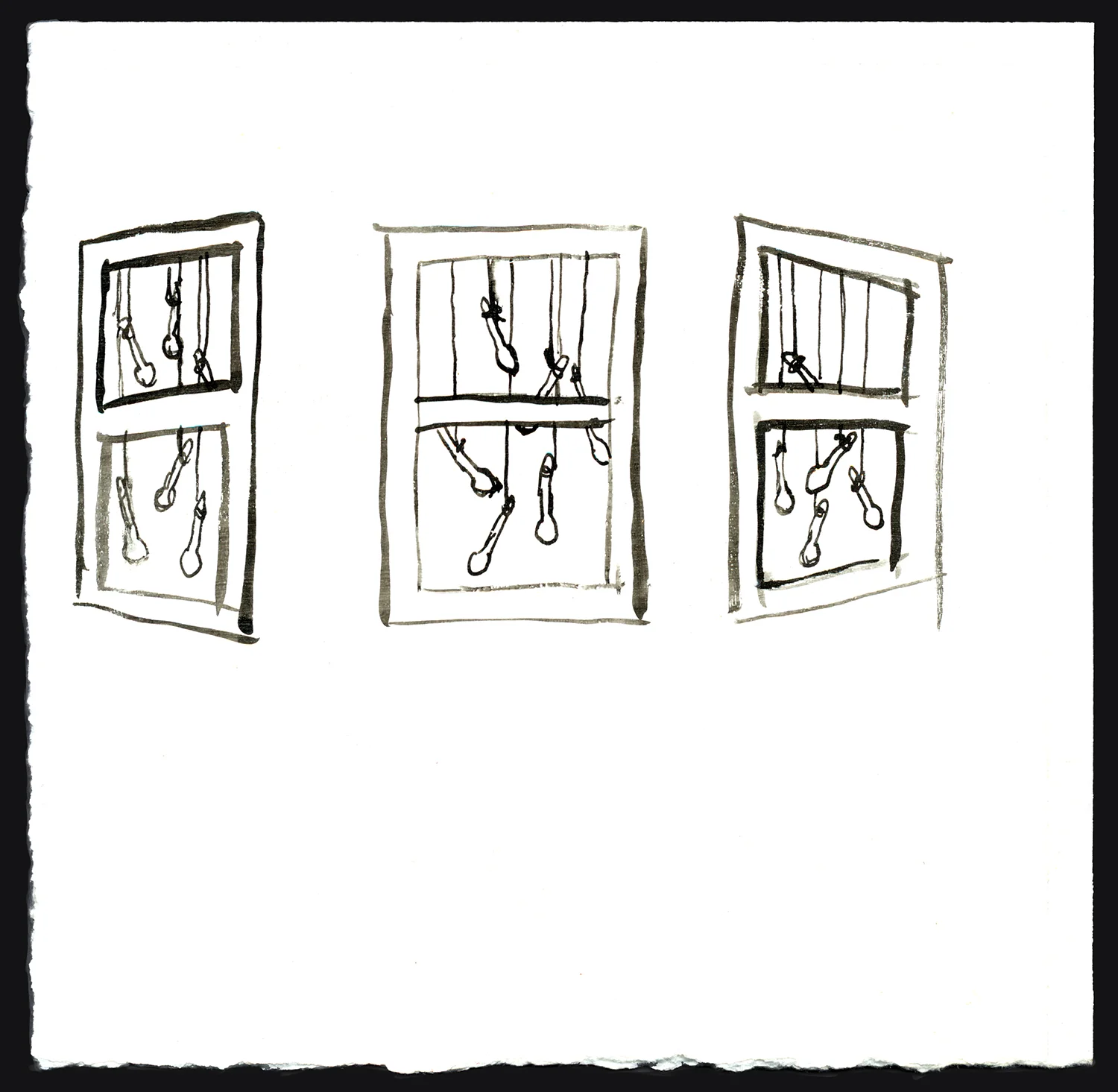 Bay Window , 2006, ink on gessoed paper, 4 1/2 x 4 3/4 in.