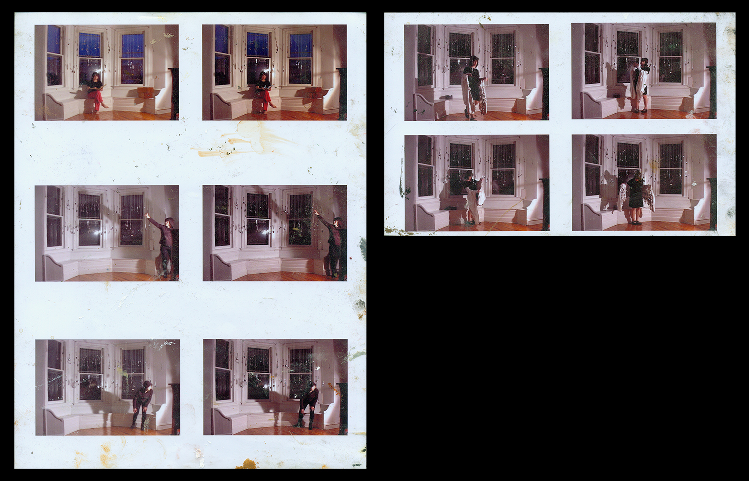   Bay window video stills , 2007, Epson print, oil paint, 11 x 8.5 in., 5.5 x 8.5 in. 