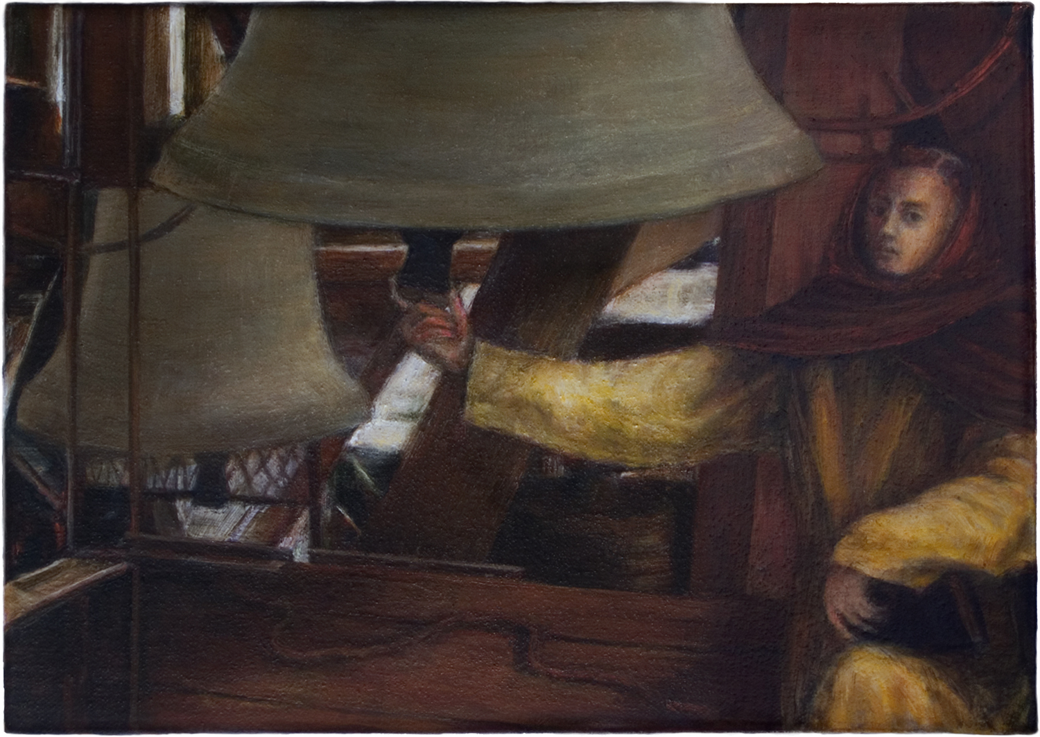   The bell ringer , 2008, oil on canvas, 7 7/8 x 11 in. 