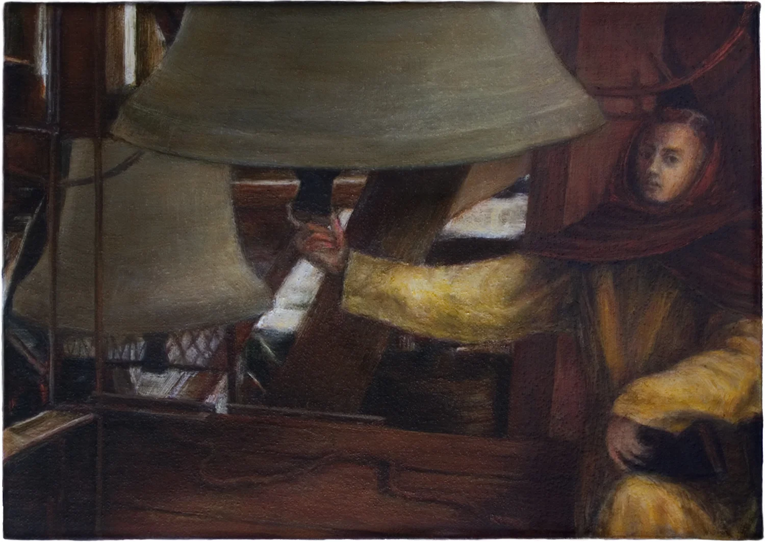 The bell ringer , 2008, oil on canvas, 7 7/8 x 11 in.