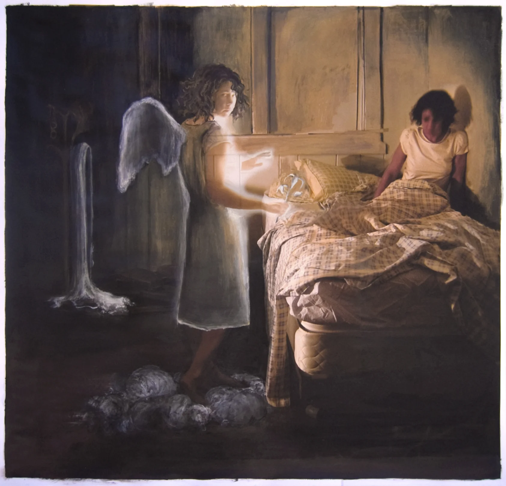 The White Painting (a small favor) , 2009, acrylic and pastel on Epson print of montaged photographs, 41 x 41 in.