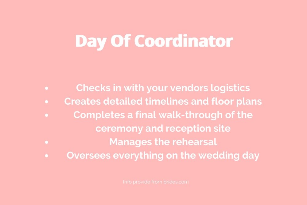Day of Coordinator Wedding duties