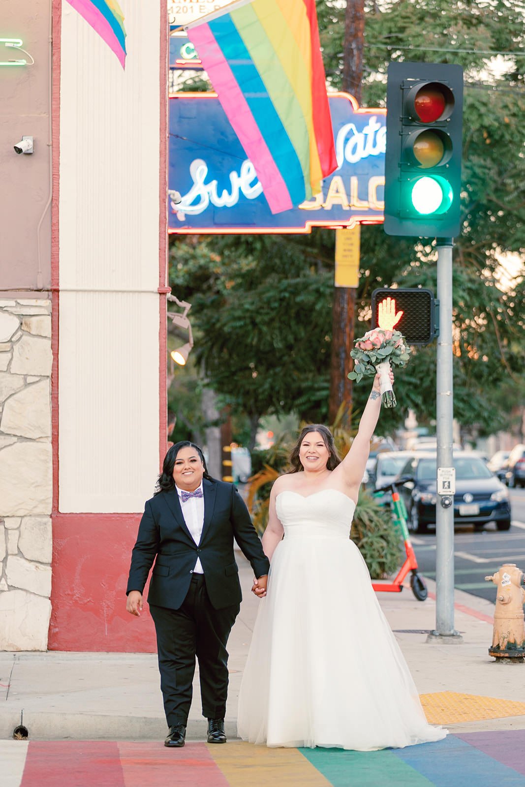Rainbow Side walk Wedding photo in long beach california