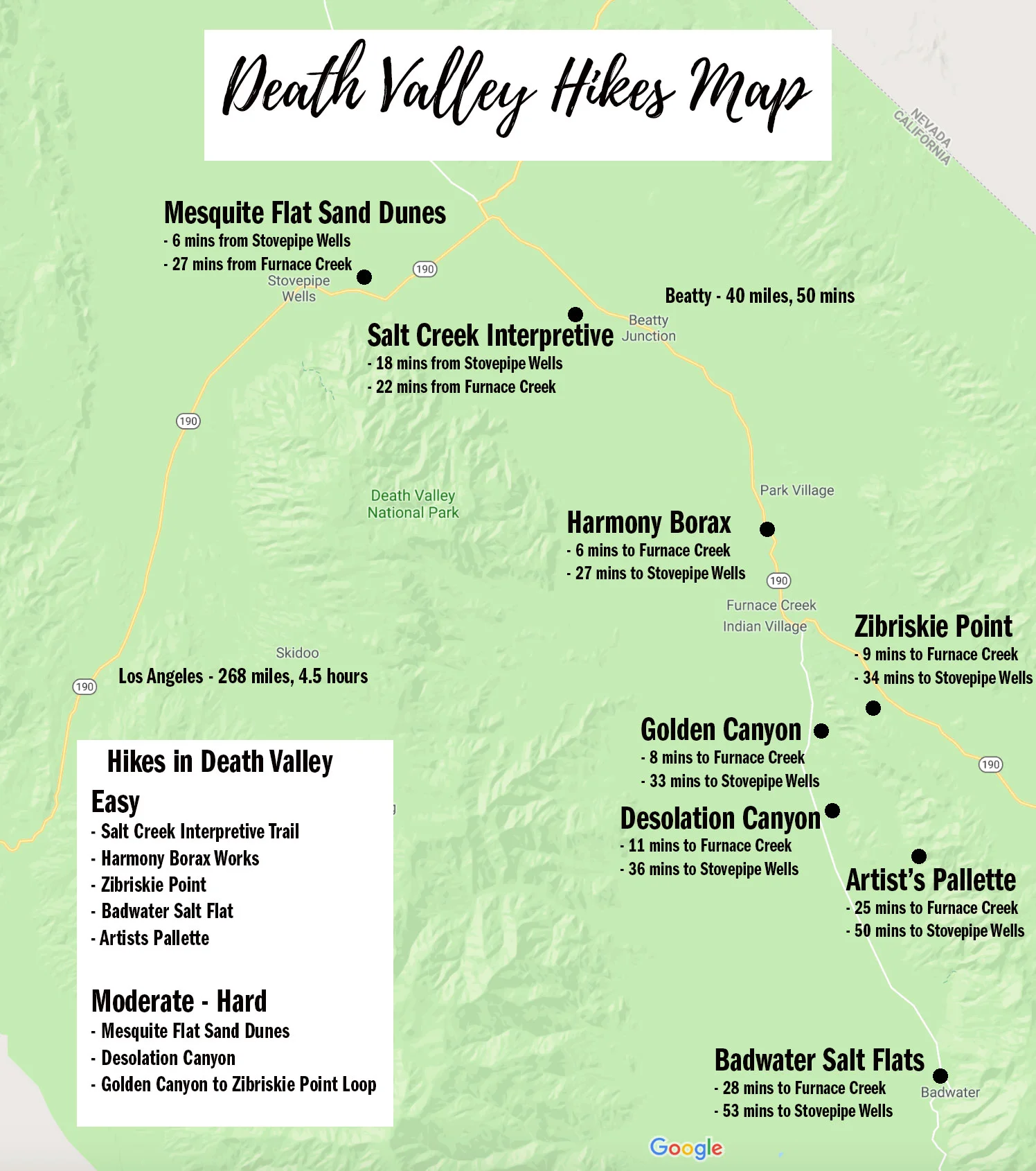 Death Valley Hiking Map : Complete Guide to Death Valley Hikes – ECBOAH