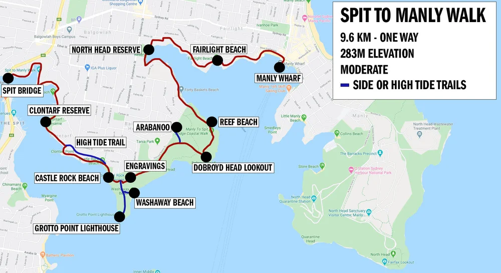 Manly To Spit Walk Map Insider Tips For Sydney's Best Harbour Track - Spit To Manly Walk — Walk My  World
