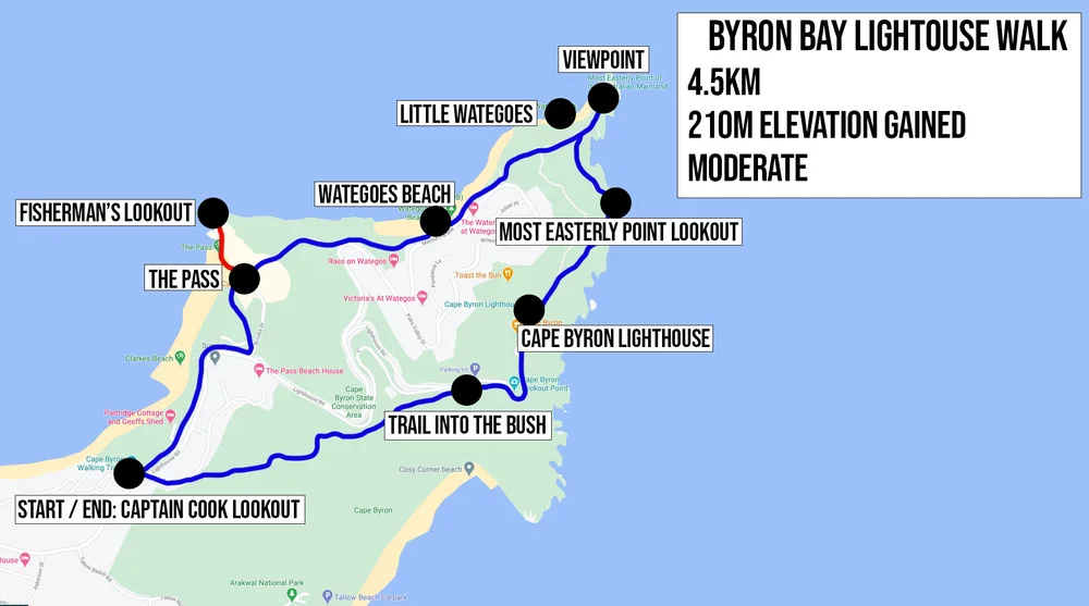 Byron Bay Lighthouse Walk Map Byron Bay Lighthouse Walk - One Of Nsw's Best Coastal Walks — Walk My World
