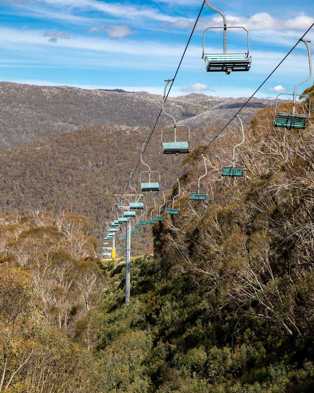 Taking the chairlift in Thredbo