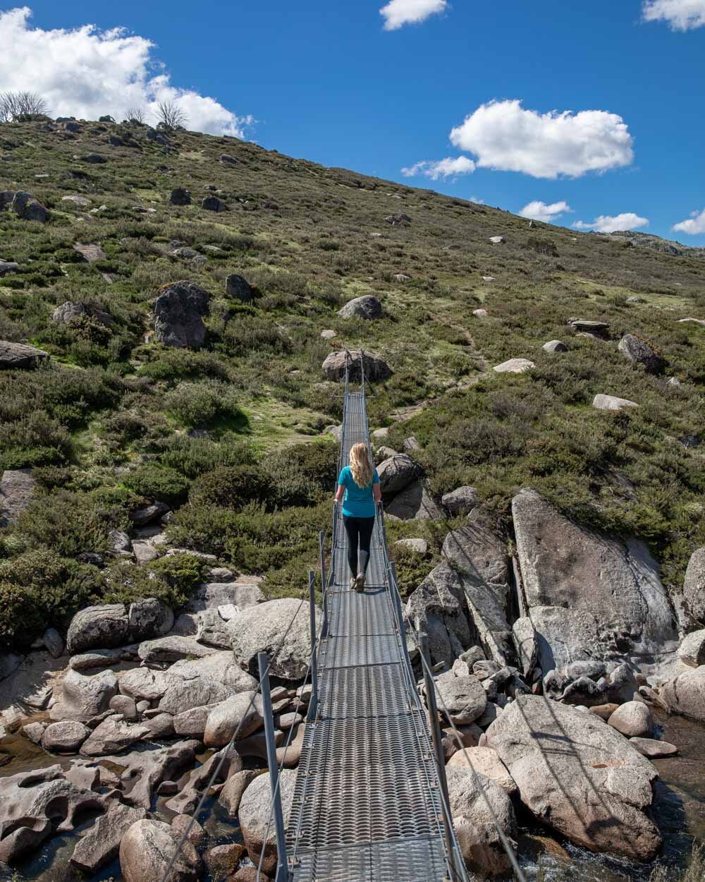The suspension bridge in the Snowy Mountains