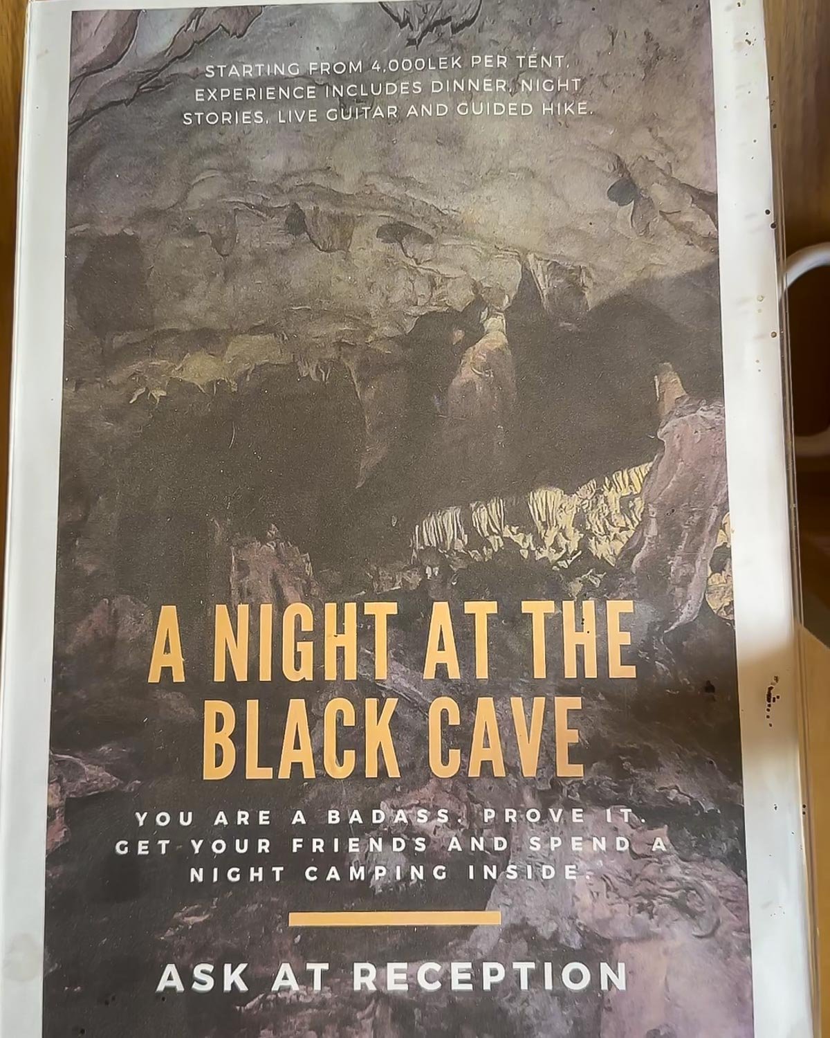 Pëllumbas Cave camping