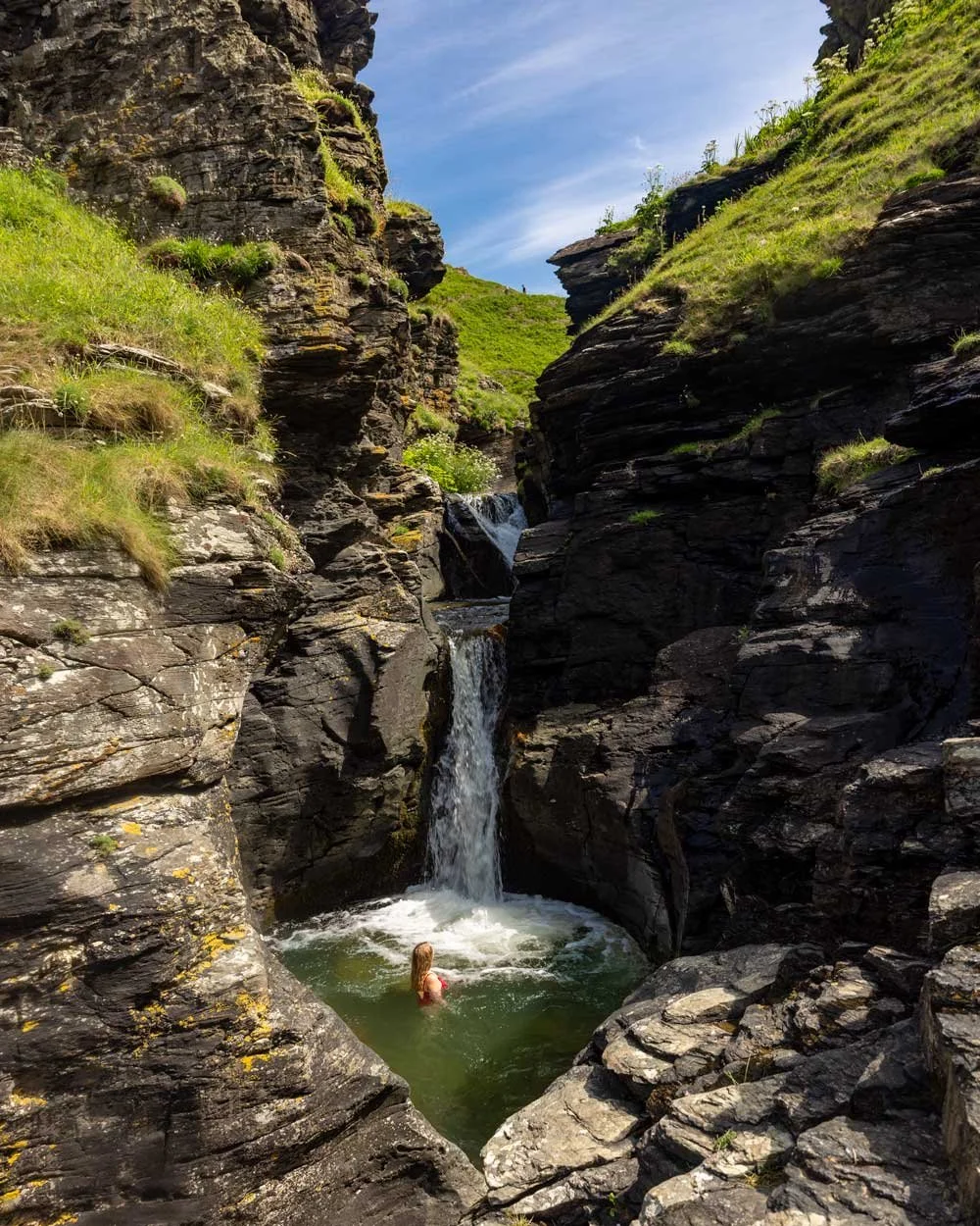 Rocky valley waterfall