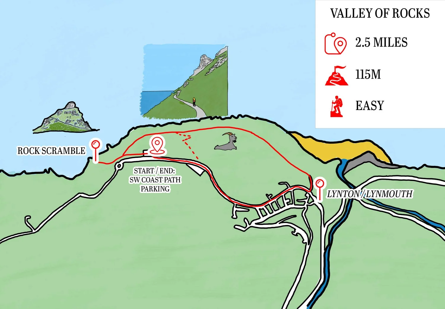 Five Rocks Map Valley of Rocks: one of the most magical coastal walks in England ...
