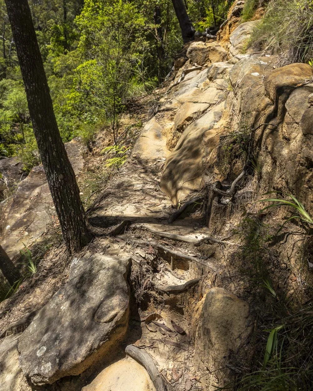 The scramble down to the first falls