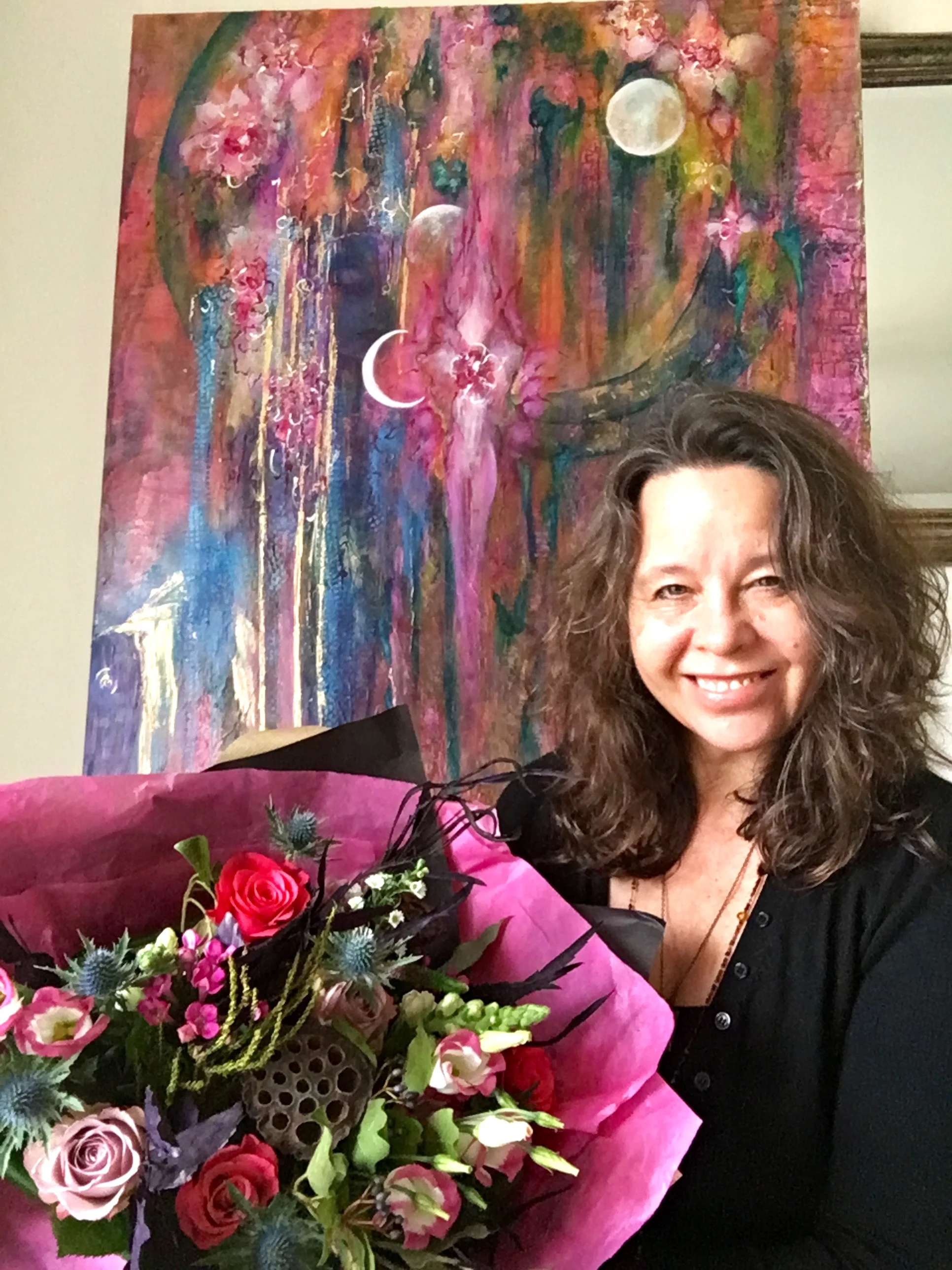 'Moon Goddess' Painting and the designed Bouquet