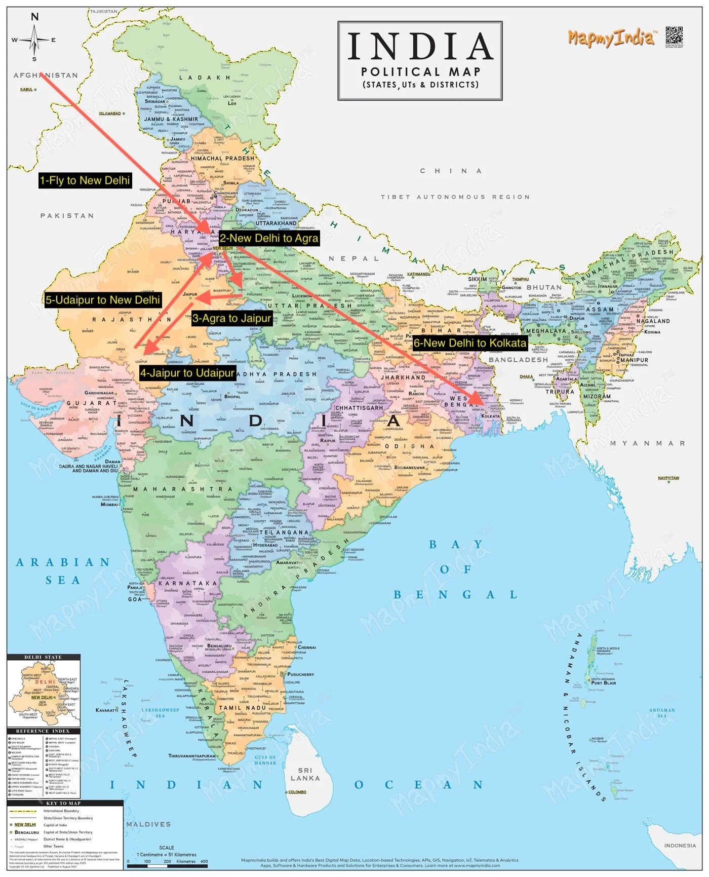Map of my India trip