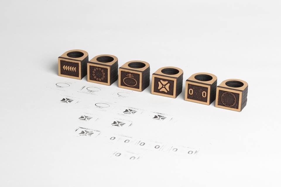 Leather 'Oreo' signet rings, 2014. 