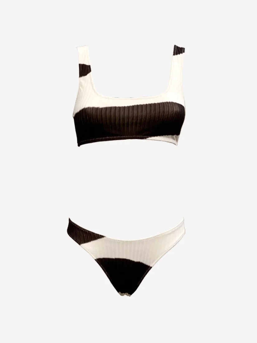 MAHE BIKINI RIBBED BLACK MANIA PRINT