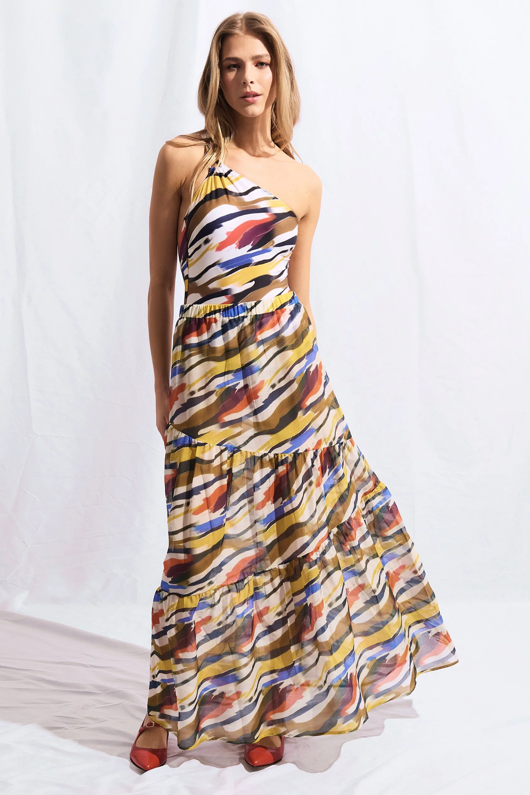 NOTO SKIRT IN COTTON AND SILK VOILE OCTILUCA PRINT