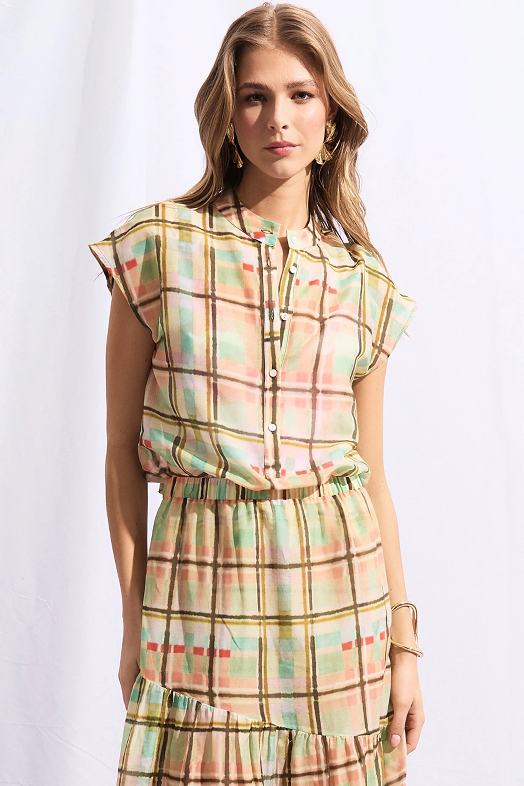 SERENGETI SHIRT IN COTTON AND SILK VOILE PASTEL MAGIA PRINT