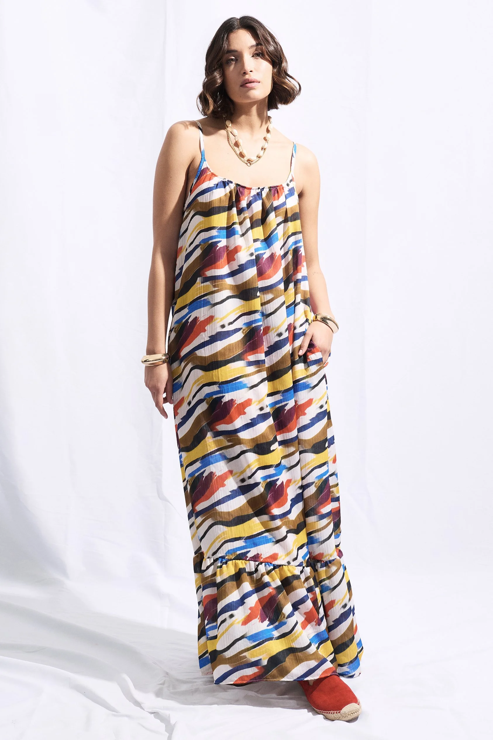 WATAMU SLIP DRESS IN CREPONNE OCTILUCA PRINT
