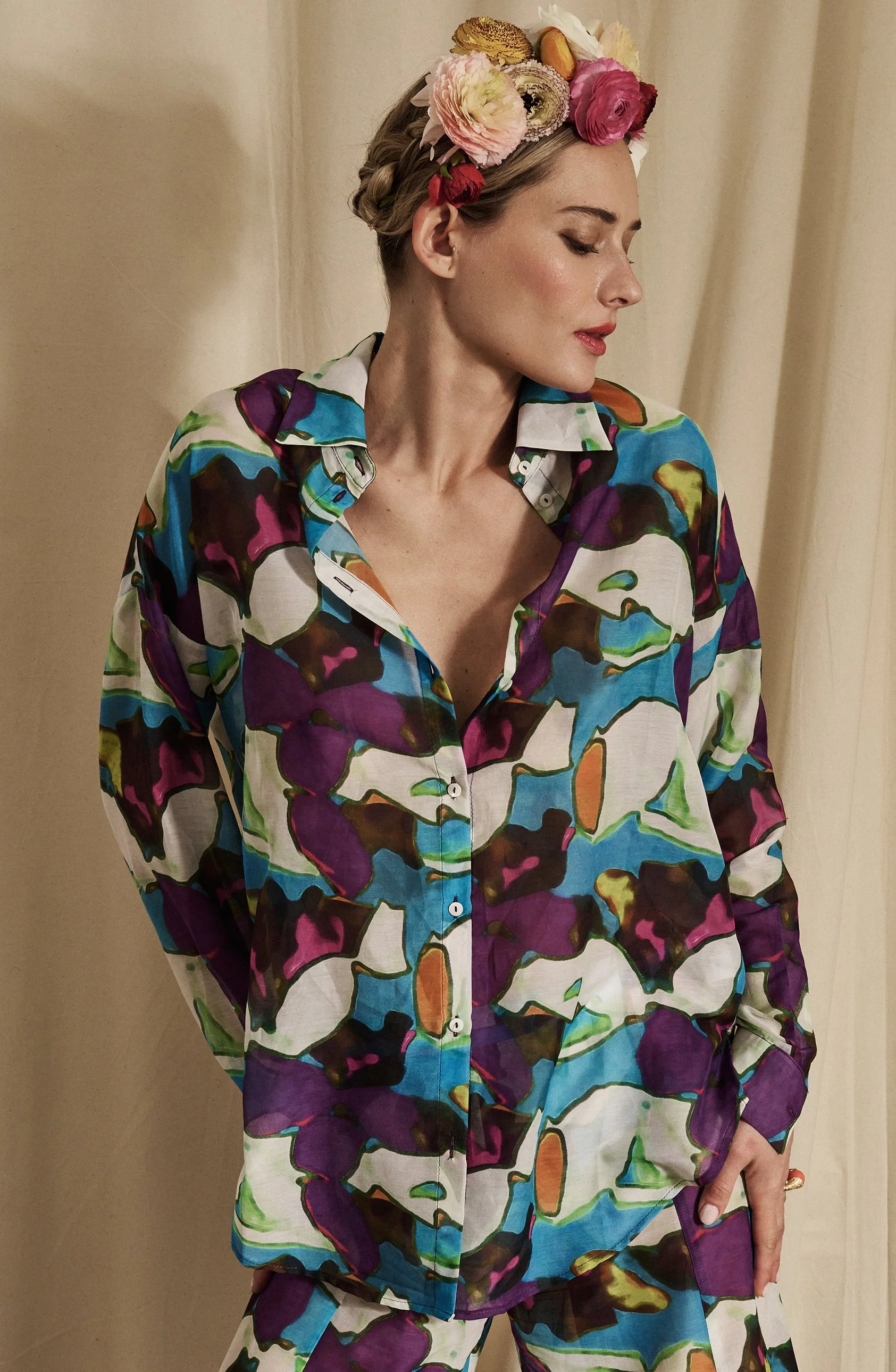 PANTELLERIA shirt + TARTANA pants cotton-silk voile kolam print front1.jpg