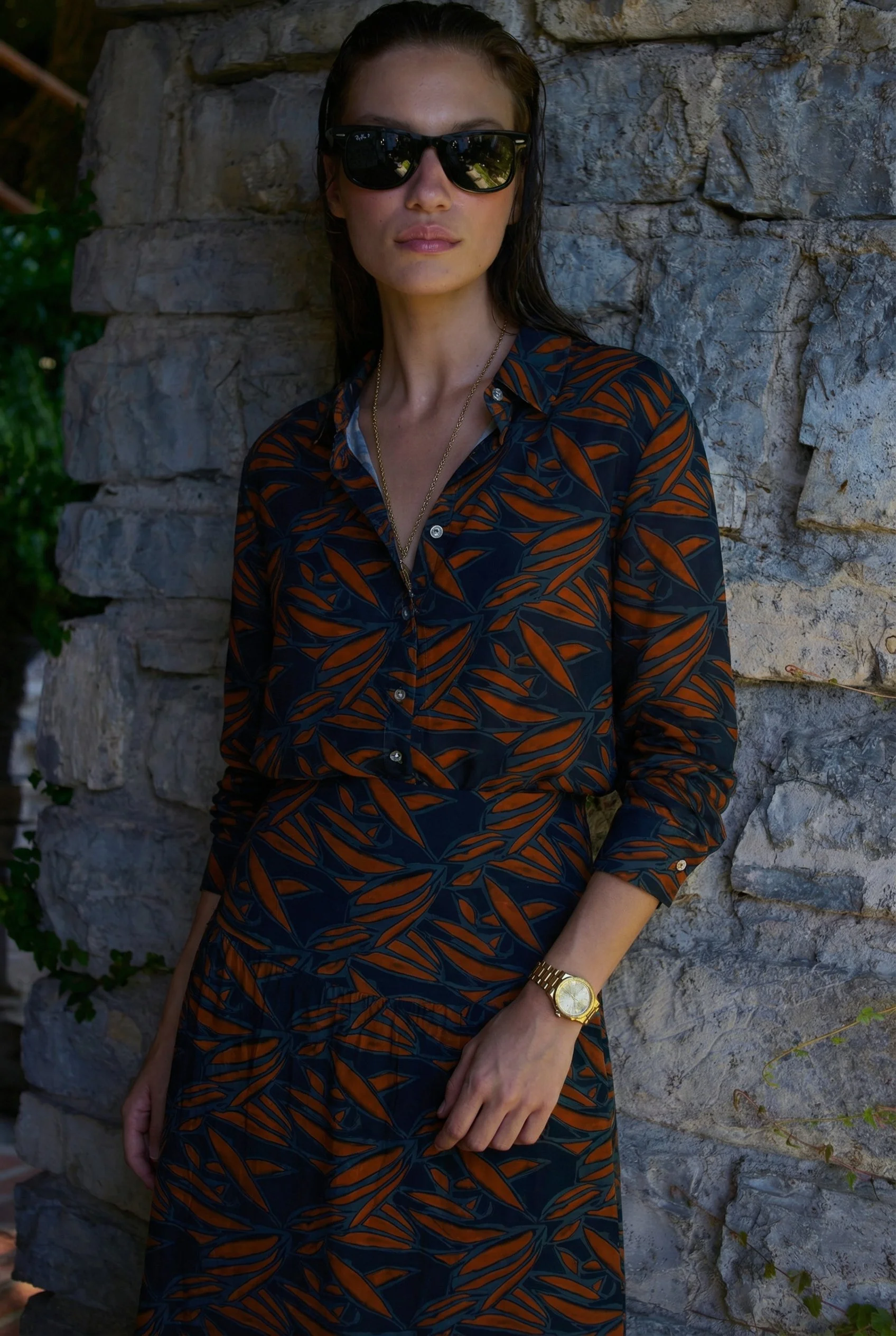 GOA skirt + PANTELLERIA shirt in kamala print front.png