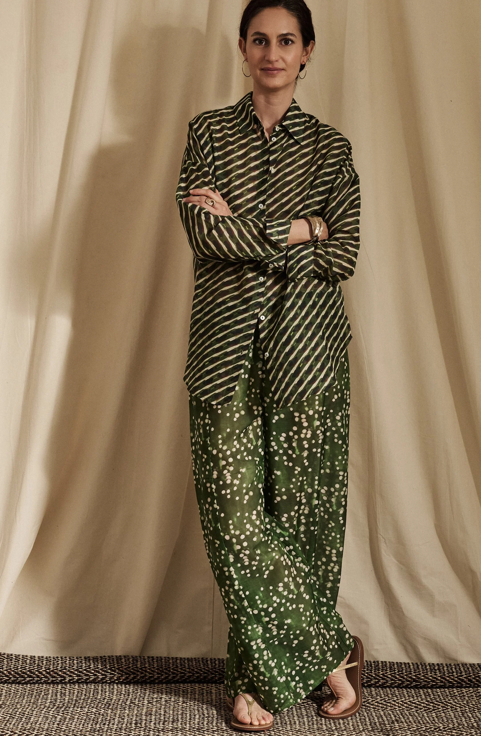 TARTANA pants cotton&silk voile in dilawi print + PANTELLLERIA shirt cotton&silk voile in saree print front2.jpg