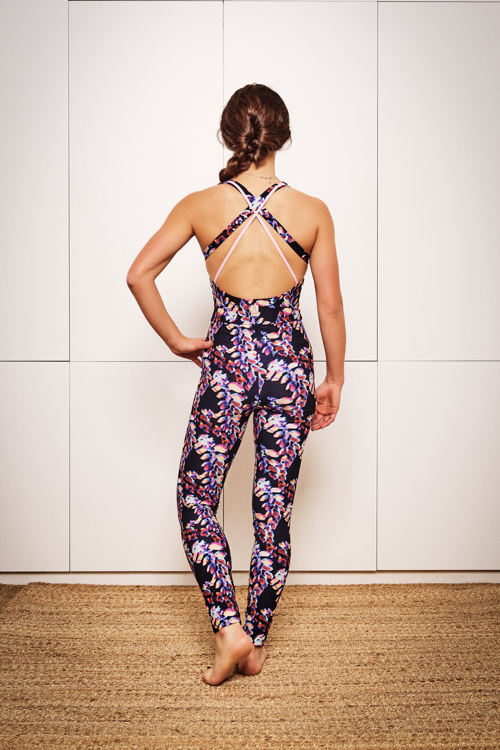 KLAY jumpsuit in dark virgin leaf print back - STUDIO.jpg