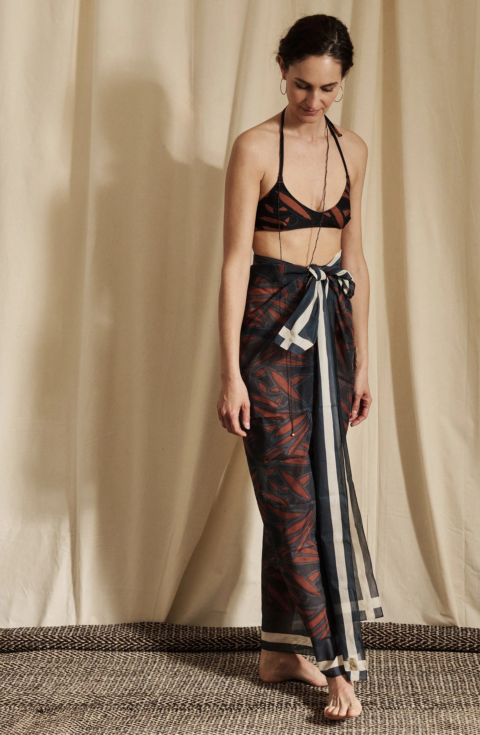 POSITANO pareo cotton&silk voile + STRAIGHT bikini in kamala print front side.jpg