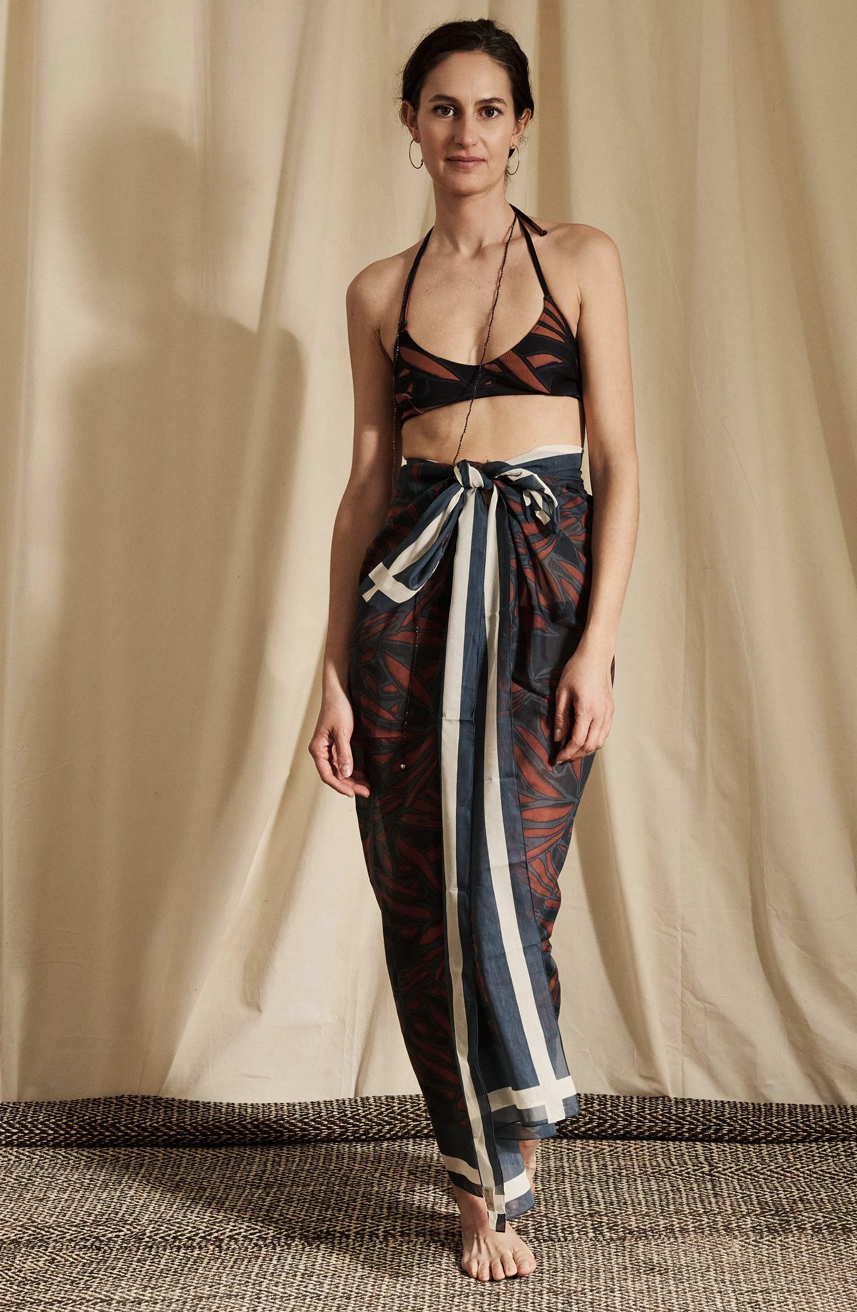 POSITANO pareo cotton&silk voile + STRAIGHT bikini in kamala print front.jpg