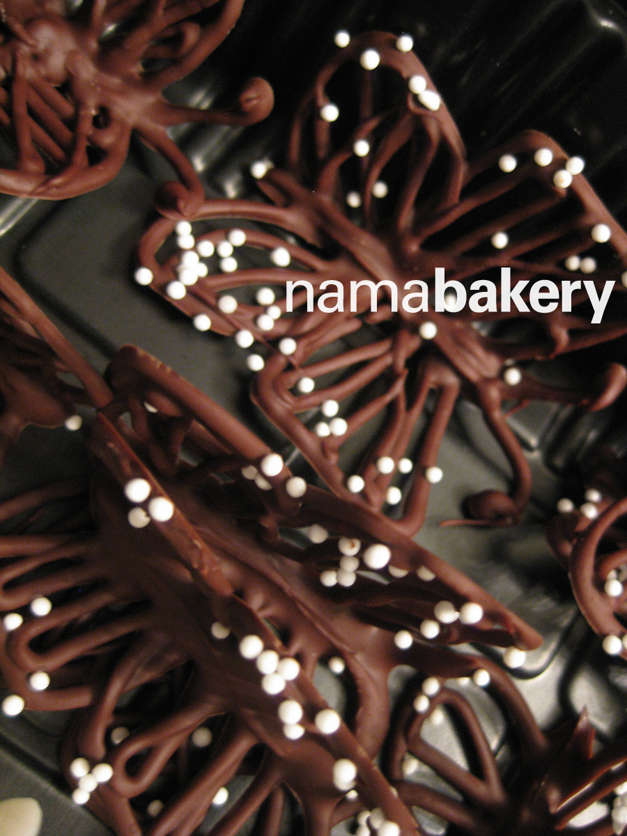 Chocolate butterflies with nonpareils