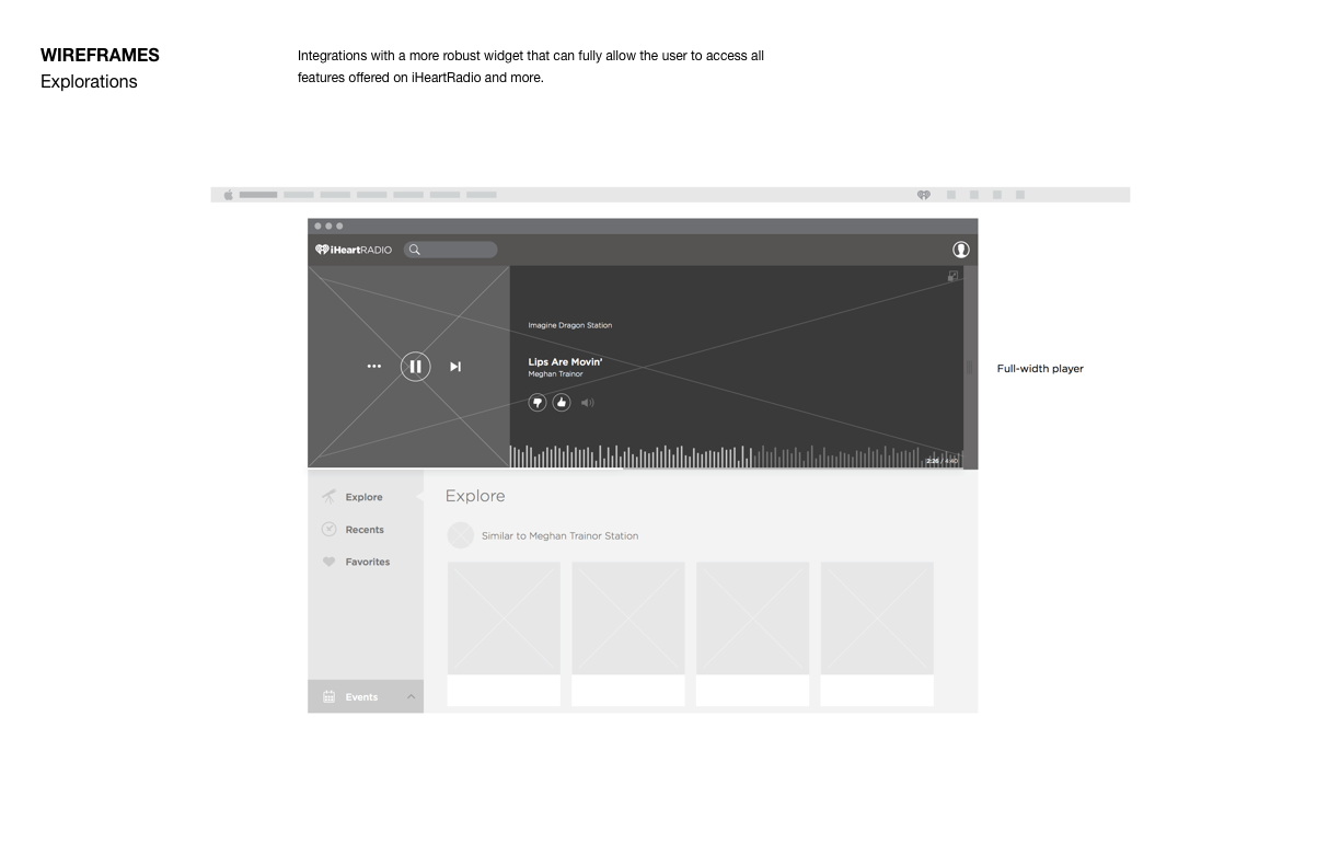 Integrations with a more robust widget that can allow full access all features offered on iHeartRadio and more. 
