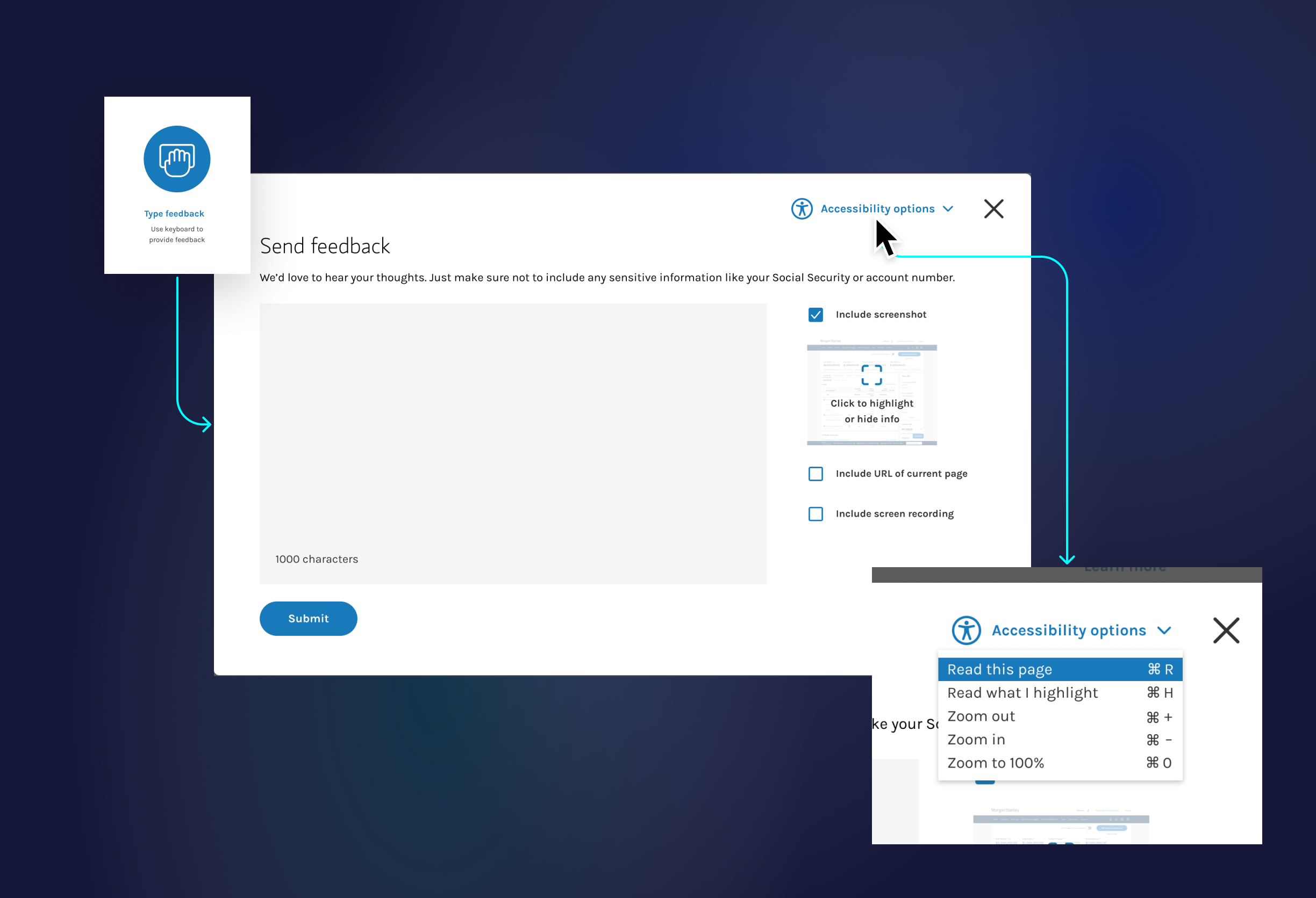 Provide feedback by keyboard mouse