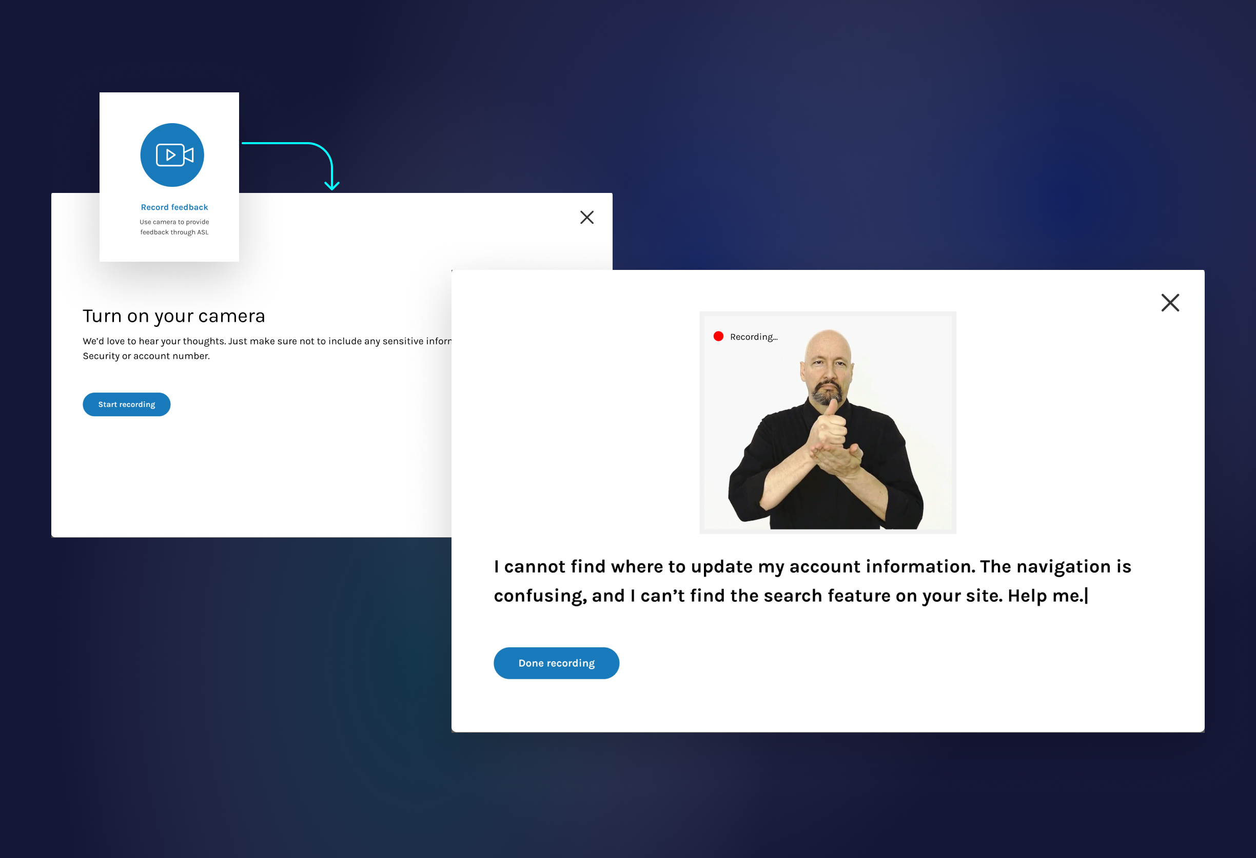 Feedback through video sign language