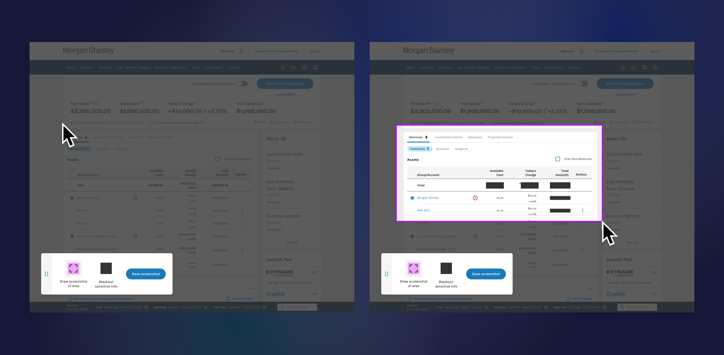 Screenshotting feature