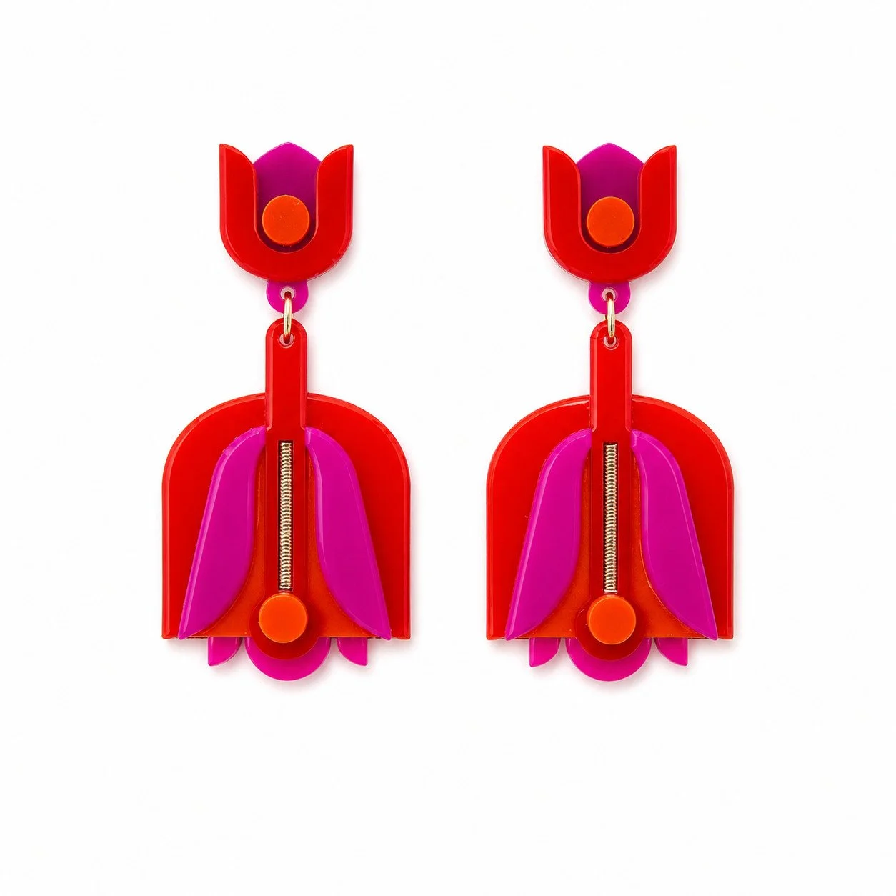Gissa Fuchsia Orange Short Earrings