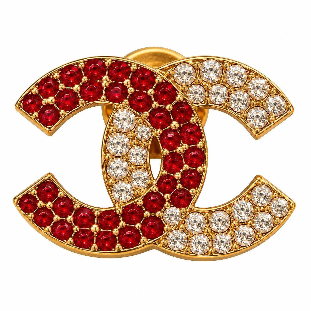 Vintage Red and Silver Chanel Pin