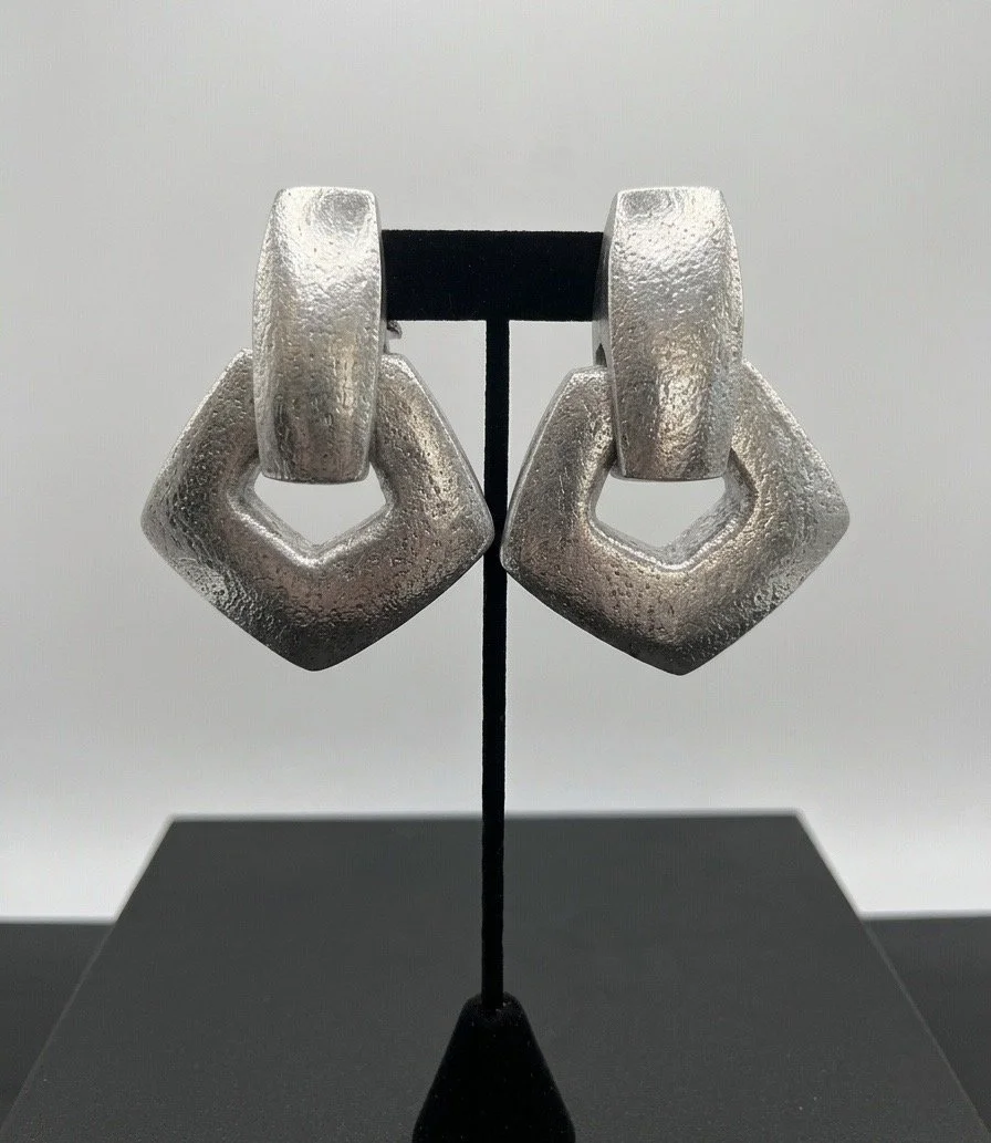 Monies Geometric Silverleaf Clip-on Earrings