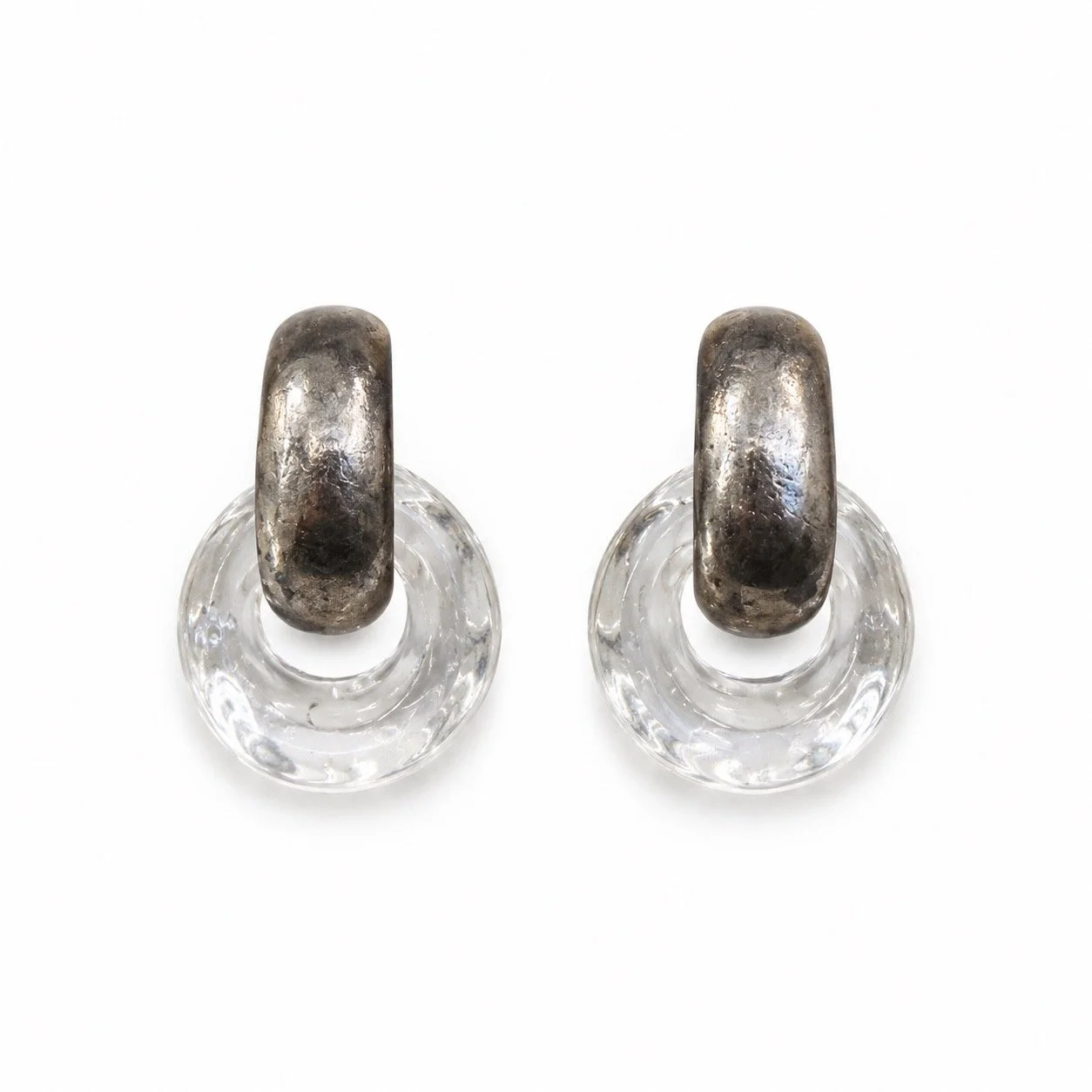 Monies Silver Lucite Ebony Earrings