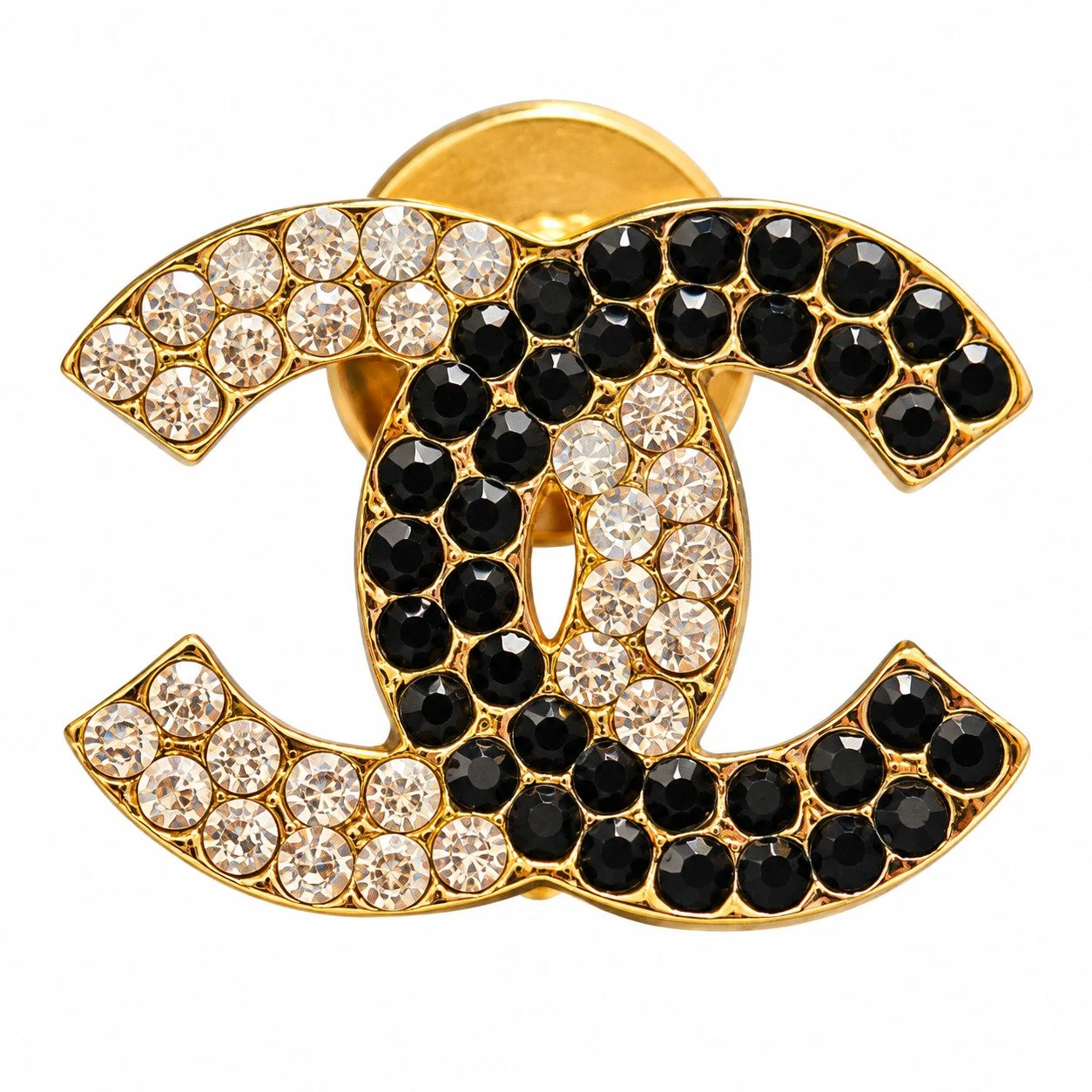 Vintage Black and Silver Chanel Pin
