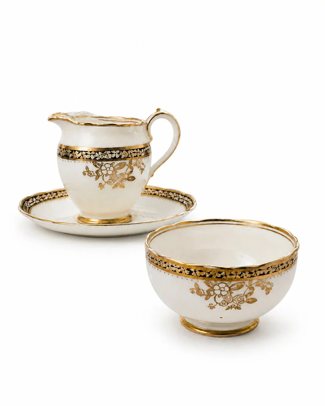 Vintage English Bone China Creamer & Sugar Bowl Set