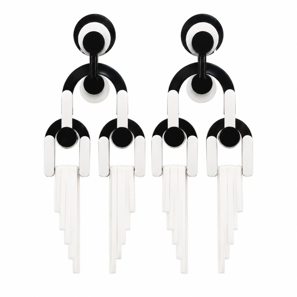 Gissa Bicalho Black White Long Earrings