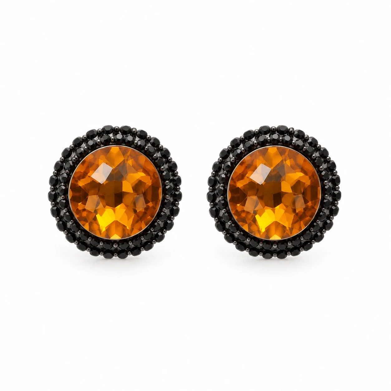 Poggi Black Enamel Orange Earrings