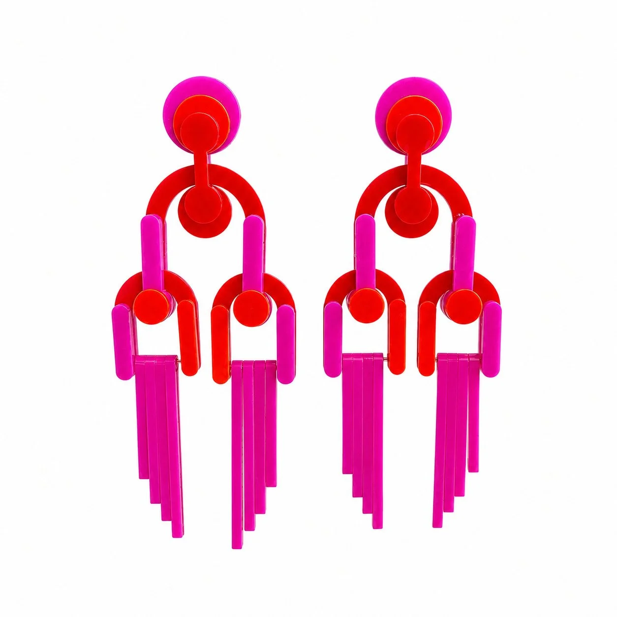 Gissa Fuschia Orange Long Earrings