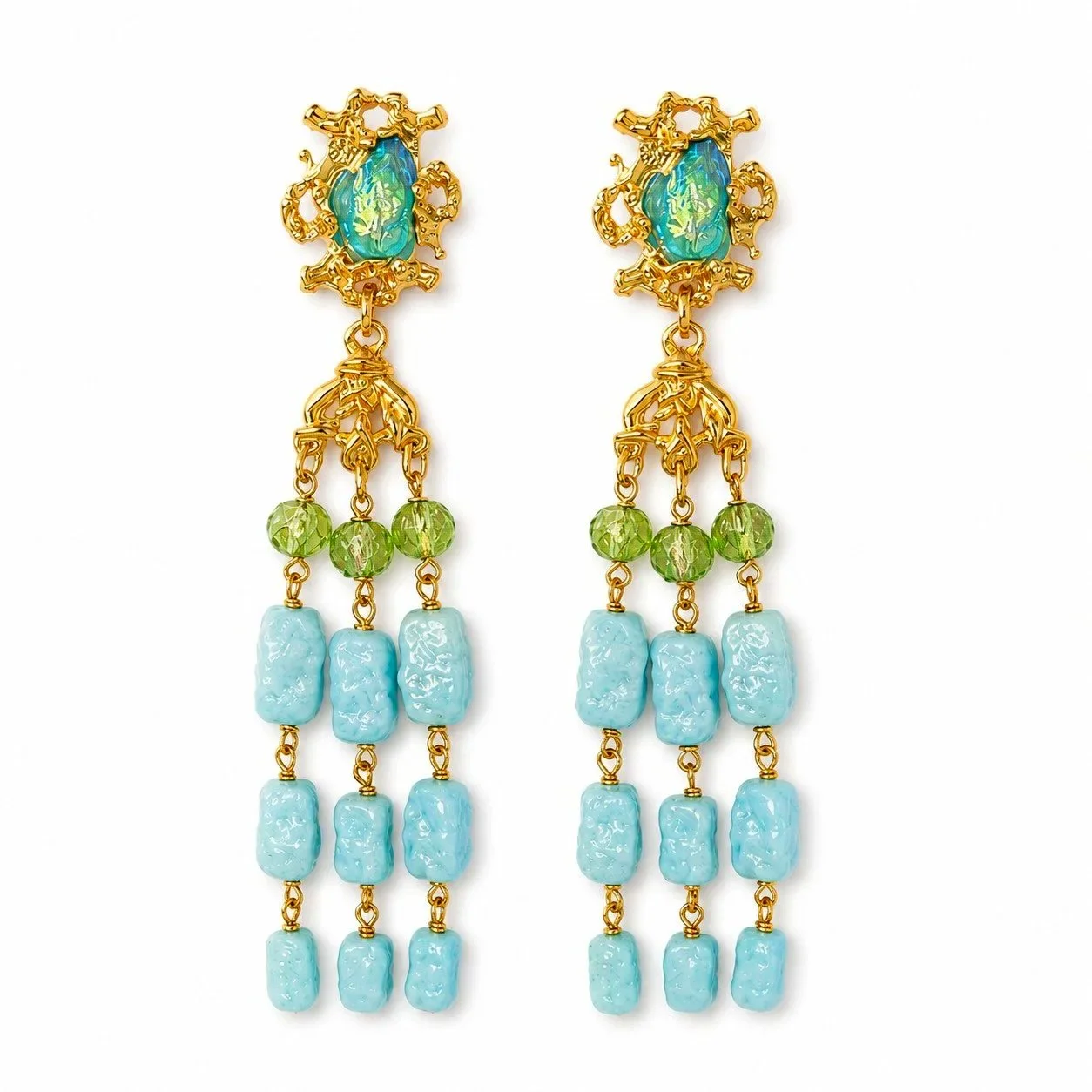 Gavilane Aqua Clip On Earrings