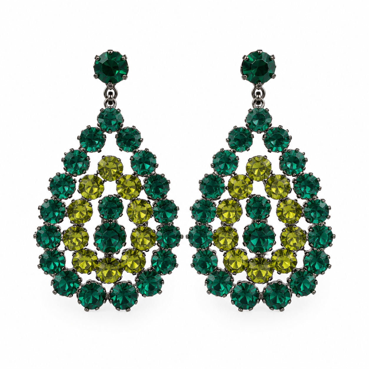 Green Crystal Chandelier Earrings