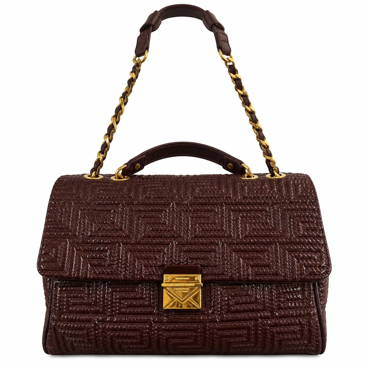Vintage 1990s Gianni Versace Burgundy Leather Shoulder Bag