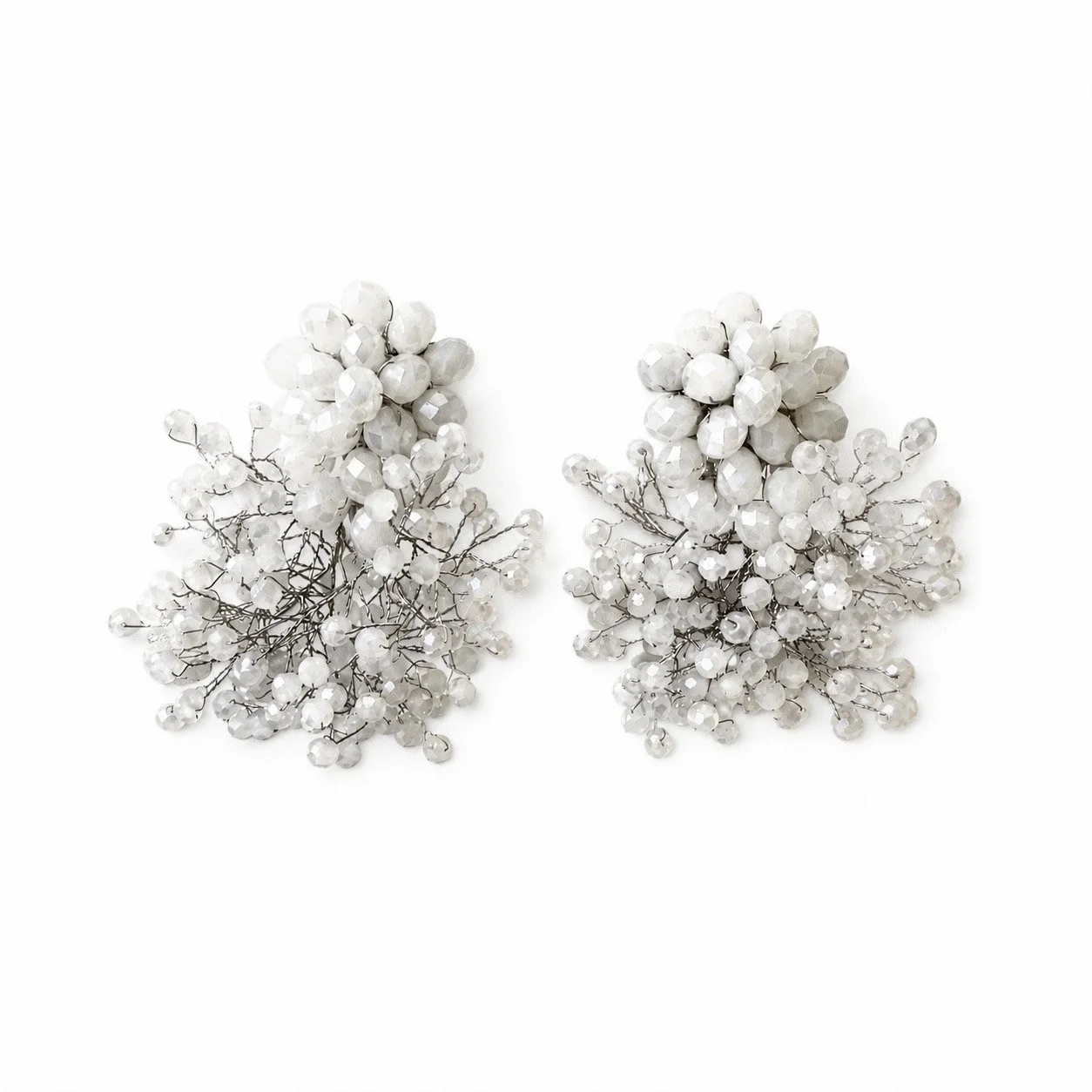 Pompom Crystal Clip On Earrings