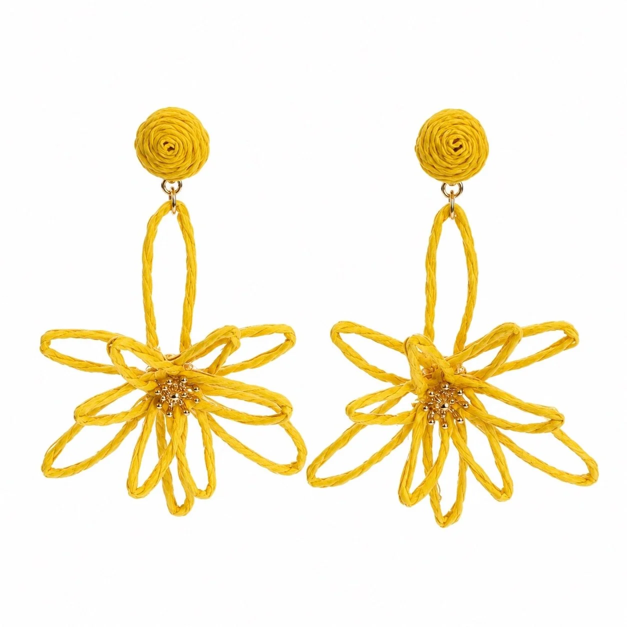3D Yellow Flower Earrings
