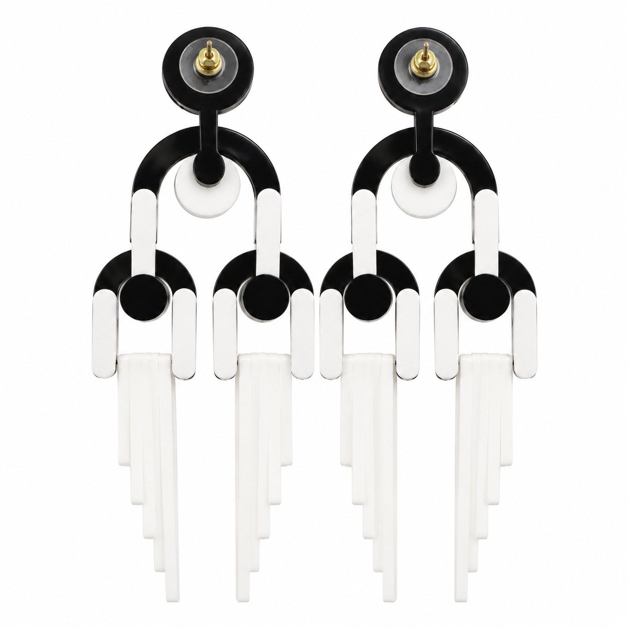 Black and White Geometric Tassel Earrings.jpg